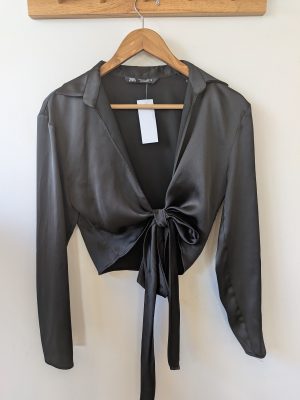 CAMISA CRUZADA NEGRA ZARA S