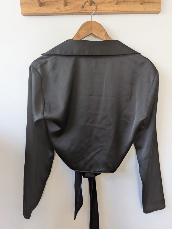 CAMISA CRUZADA NEGRA ZARA S - Imagen 3