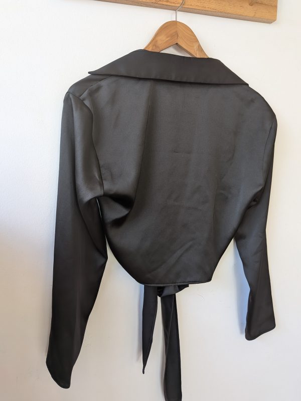 CAMISA CRUZADA NEGRA ZARA S - Imagen 4